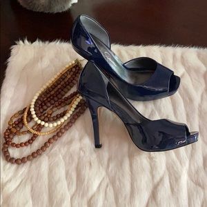 Jessica Simpson Navy Jossette Peep Toe Heel, EUC